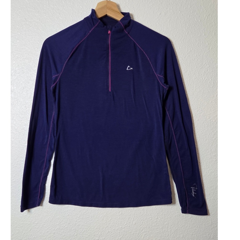 Paradox Merino Blend Quarter Zip Athletic Pullover Purple Base Layer Top Small